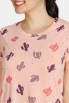 Zivame Texas Dreaming Knit Cotton Mid Length Nightdress - Peach — thumbnail 4